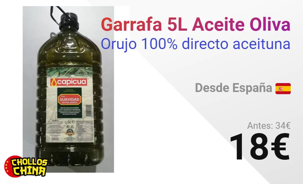 ▷ Chollazo Garrafa de aceite de orujo de oliva Capicua de 5 litros por sólo  25€ con envío gratis (-30%) o por 20€ con cupón bienvenida