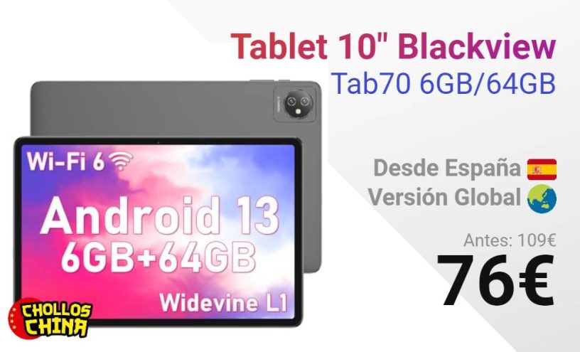 Tablet 10 Blackview Tab70 6GB/64GB por 76€ - cholloschina