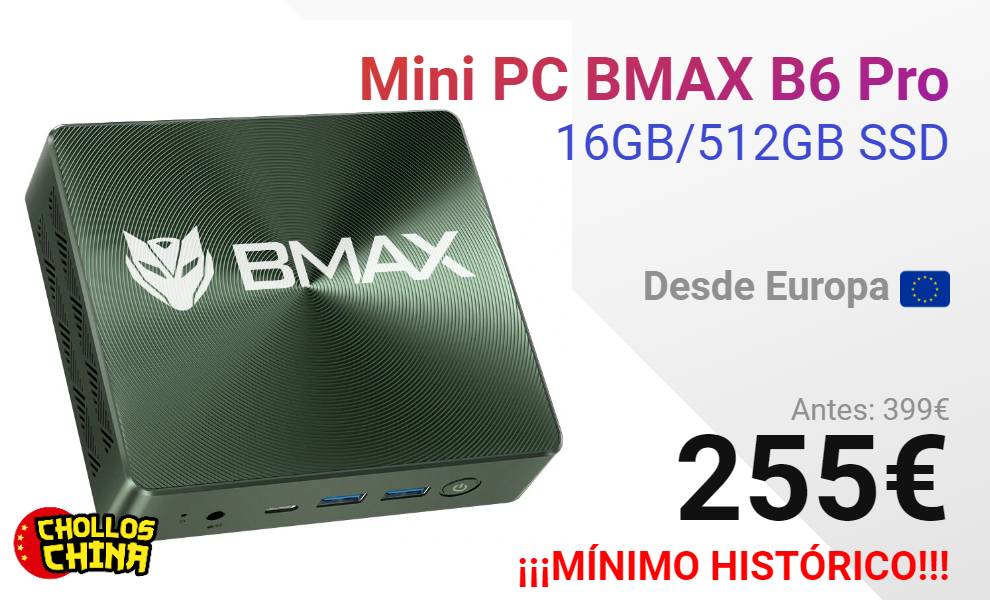 Mini PC BMAX B6 Pro con 16GB/512GB SSD por 255€ - cholloschina
