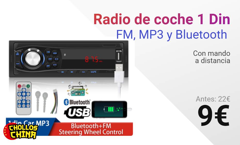 Radio de coche 1 Din, con FM, MP3 y Bluetooth por 9€ - cholloschina