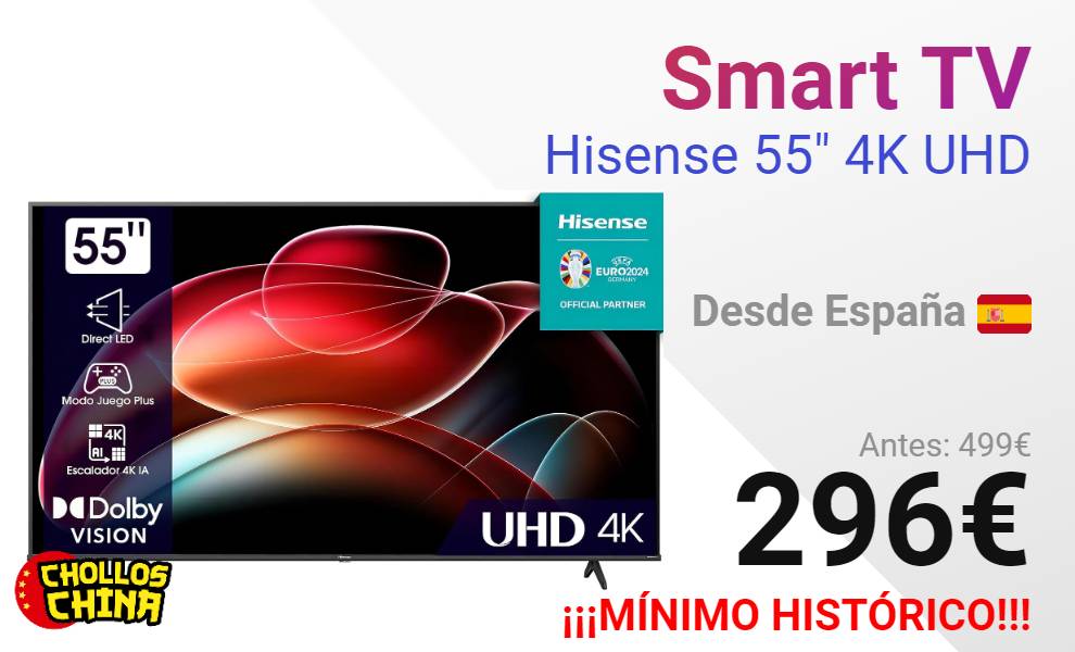 TV LED 55''  Hisense 55A6K, Smart TV, UHD 4K, Dolby Vision, Modo juego  Plus, DTS Virtual X, Control por voz