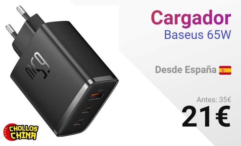Cargador Baseus 65W por 21€ - cholloschina