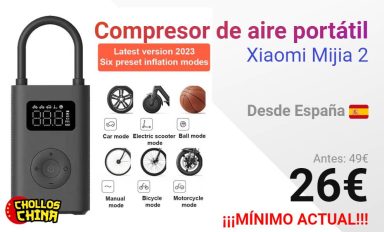 Compresor de aire portátil Xiaomi Mijia 2 por 31€ - cholloschina