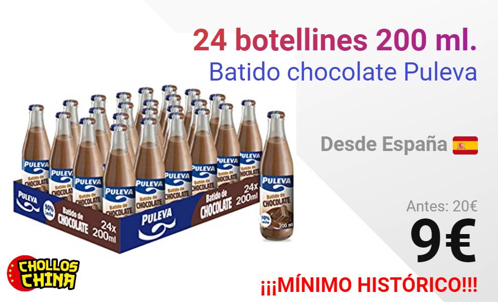 Batido Chocolate Puleva caja de 24 botellines de 20 cl Precio sin IVA 18.85  €