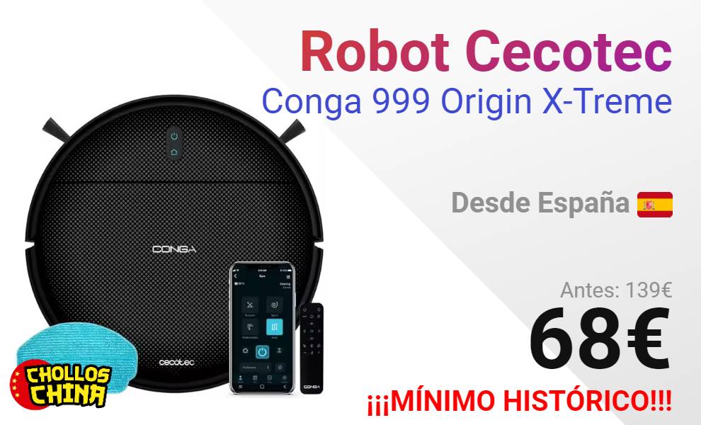 Robot aspirador Cecotec Conga 999 Origin X Treme por 68